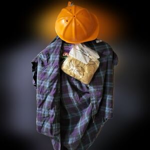 🎃 Mullet wig bad tooth construction worker Costume Halloween